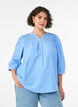 Blouse with smock and 3/4 sleeves, Blue, Model image number 0