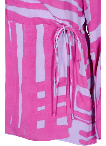Printed wrap blouse in viscose, Rose Violet AOP, Packshot image number 2