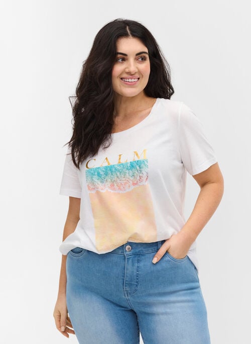 Short-sleeved cotton t-shirt with print