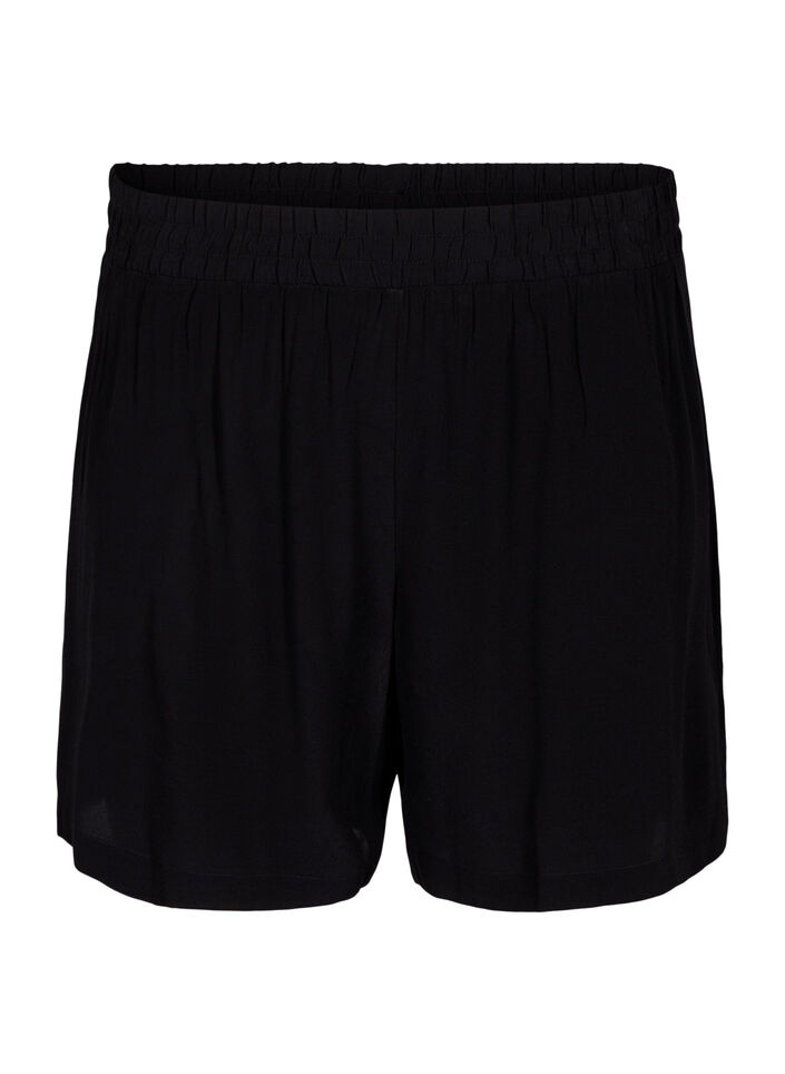 Loose-fitting shorts in viscose, Black, Packshot image number 0