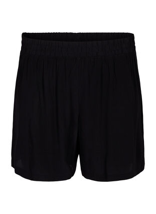 Loose-fitting shorts in viscose, Black, Packshot image number 0