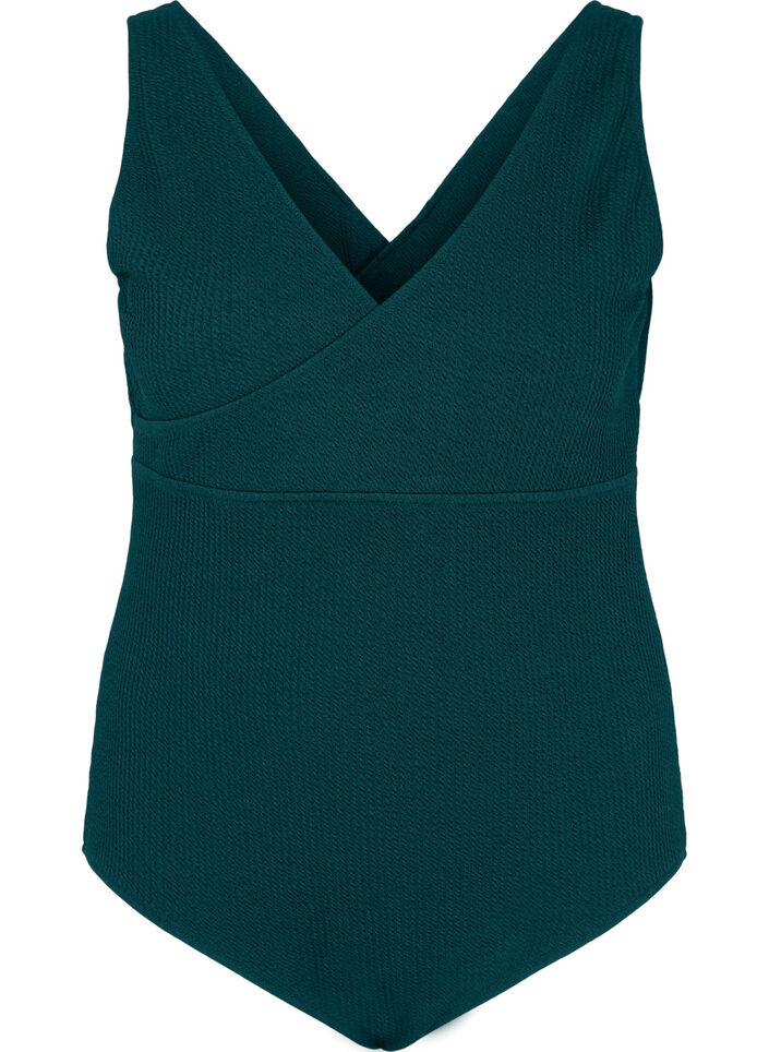 Swimsuit with wrap effect, Deep Teal, Packshot image number 0