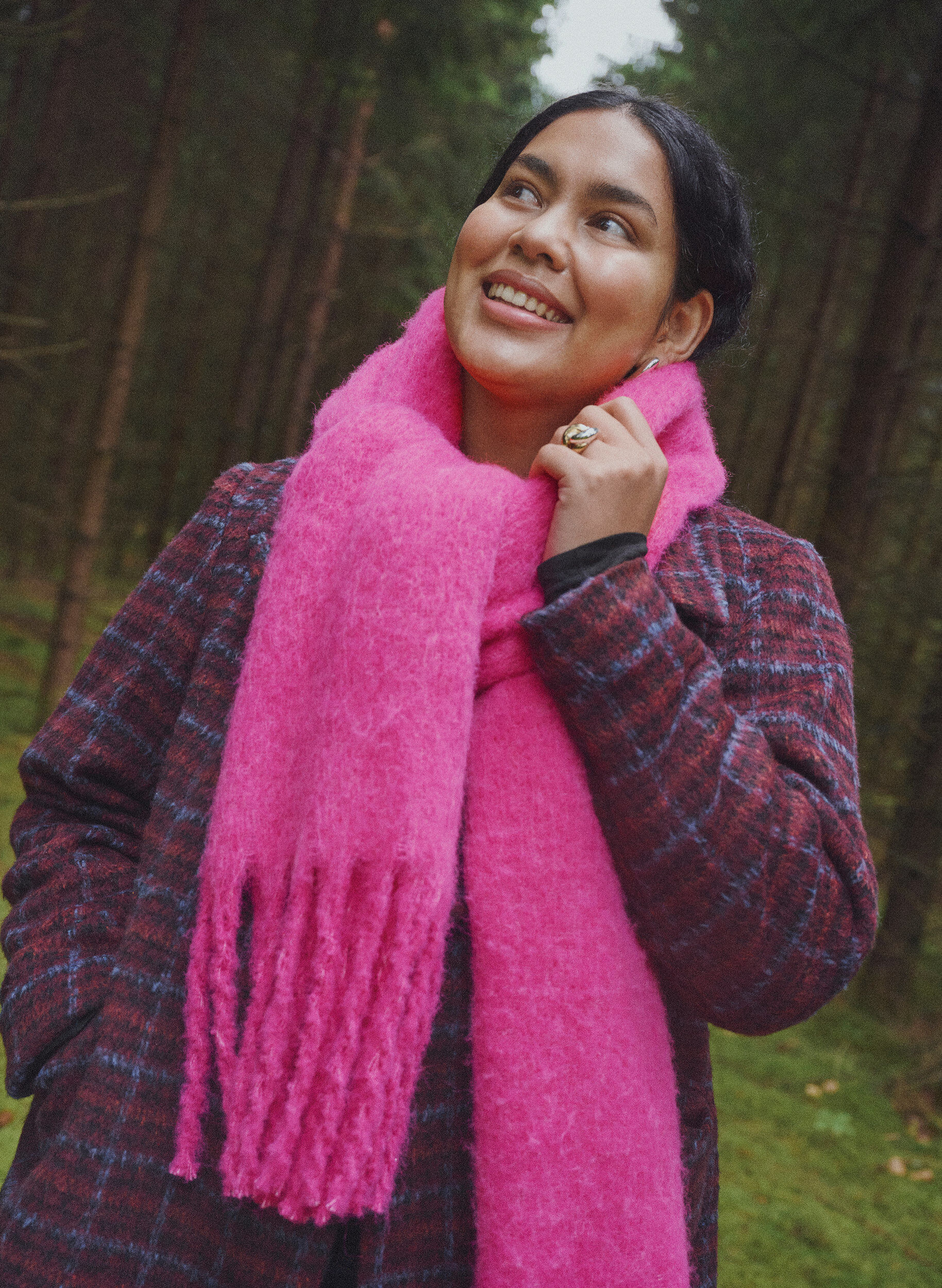 ZizzifashionSoft scarf with fringes, Pink, Image image number 0