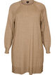 Short knitted dress with raglan sleeves and a centre seam, Beige, Packshot image number 0