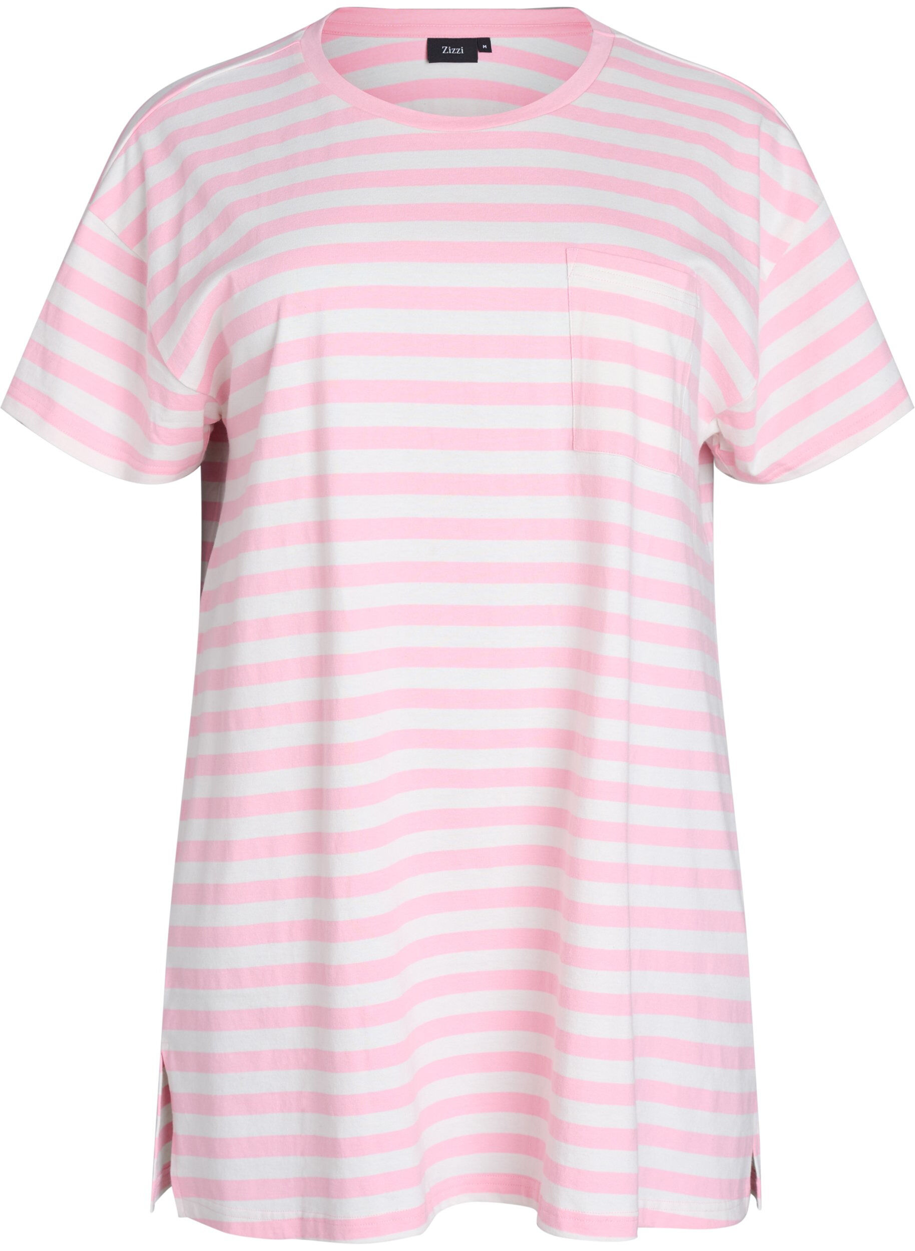 Long night t-shirt in organic cotton with stripes