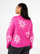 Knitted blouse with flowers, Raspberry Rose Comb, Model image number 1