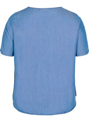 Short-sleeved top in lyocell (TENCEL™), Blue denim, Packshot image number 1