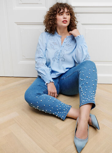 Slim fit Emily jeans with pearls, Light Blue, Image image number 0