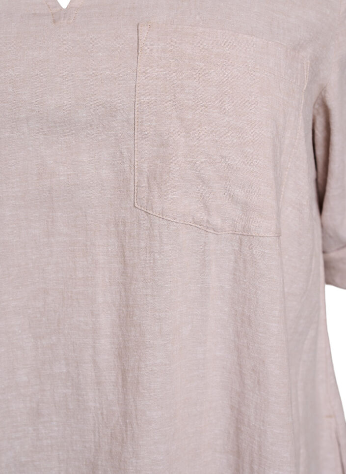 Linen and viscose tunic with A-shape, Beige, Packshot image number 2