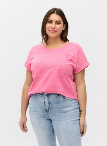 Mottled t-shirt in cotton, Fandango Pink Mel, Model image number 0