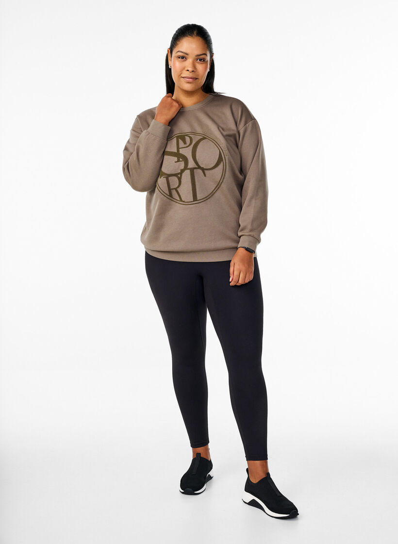 Sweatshirt with a motif, Walnut, Model image number 2