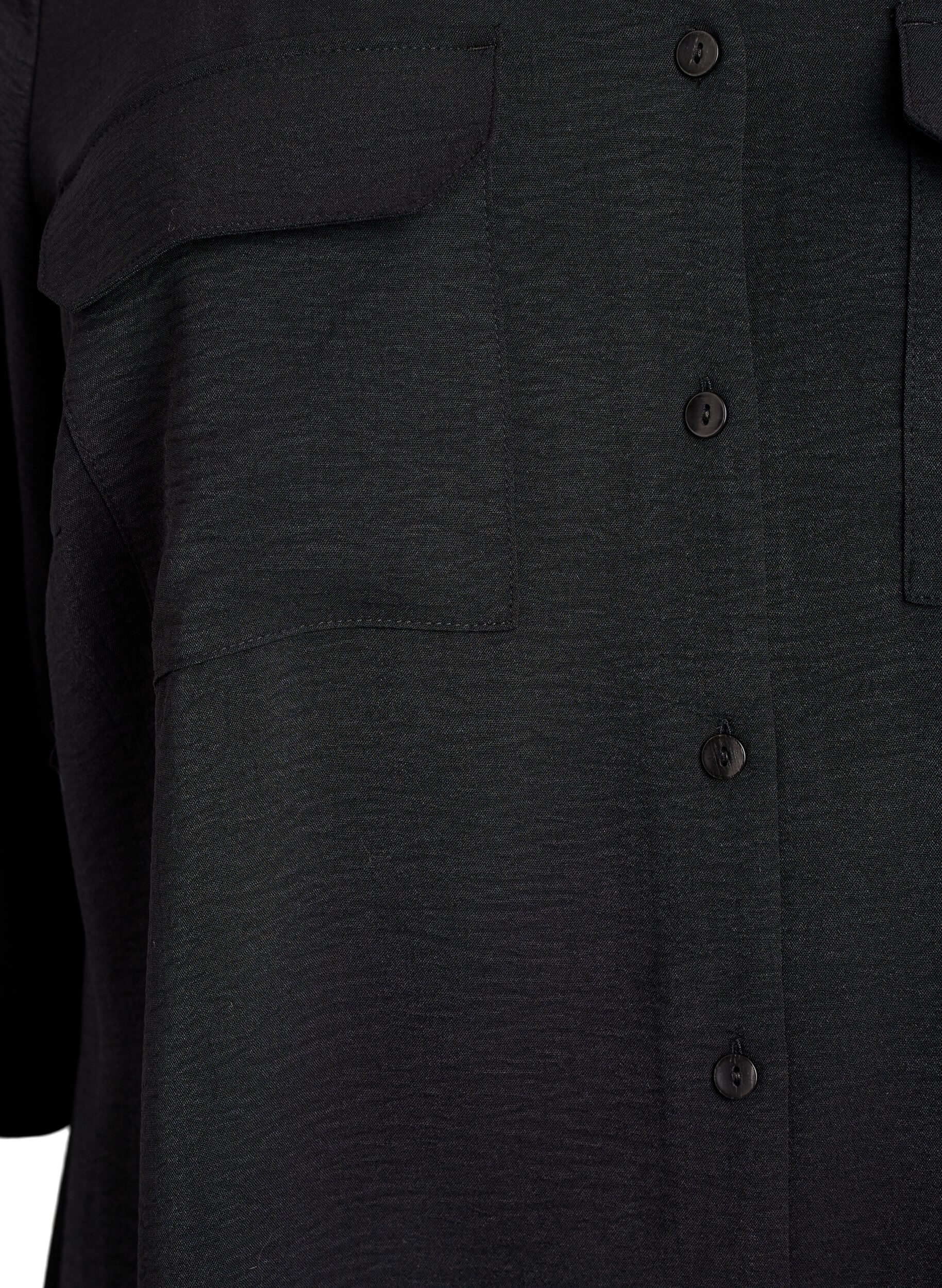 Zizzifashion FLASH - Shirt with chest pockets and 3/4 sleeves, Black, Packshot image number 2