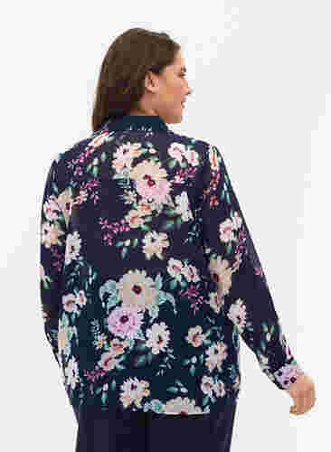 FLASH - Long sleeve shirt with floral print, Navy Flower, Model image number 1