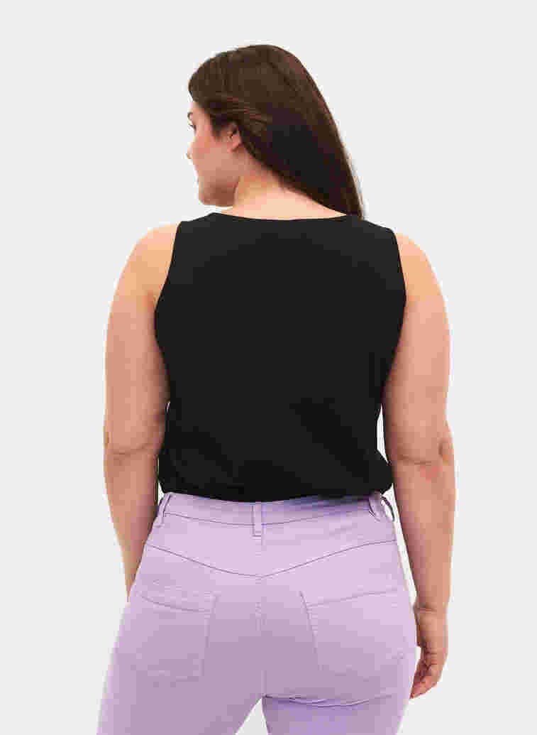 Top with a round neck in ribbed fabric, Black, Model image number 1