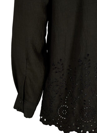 Viscose shirt with broderie anglaise, Black, Packshot image number 3