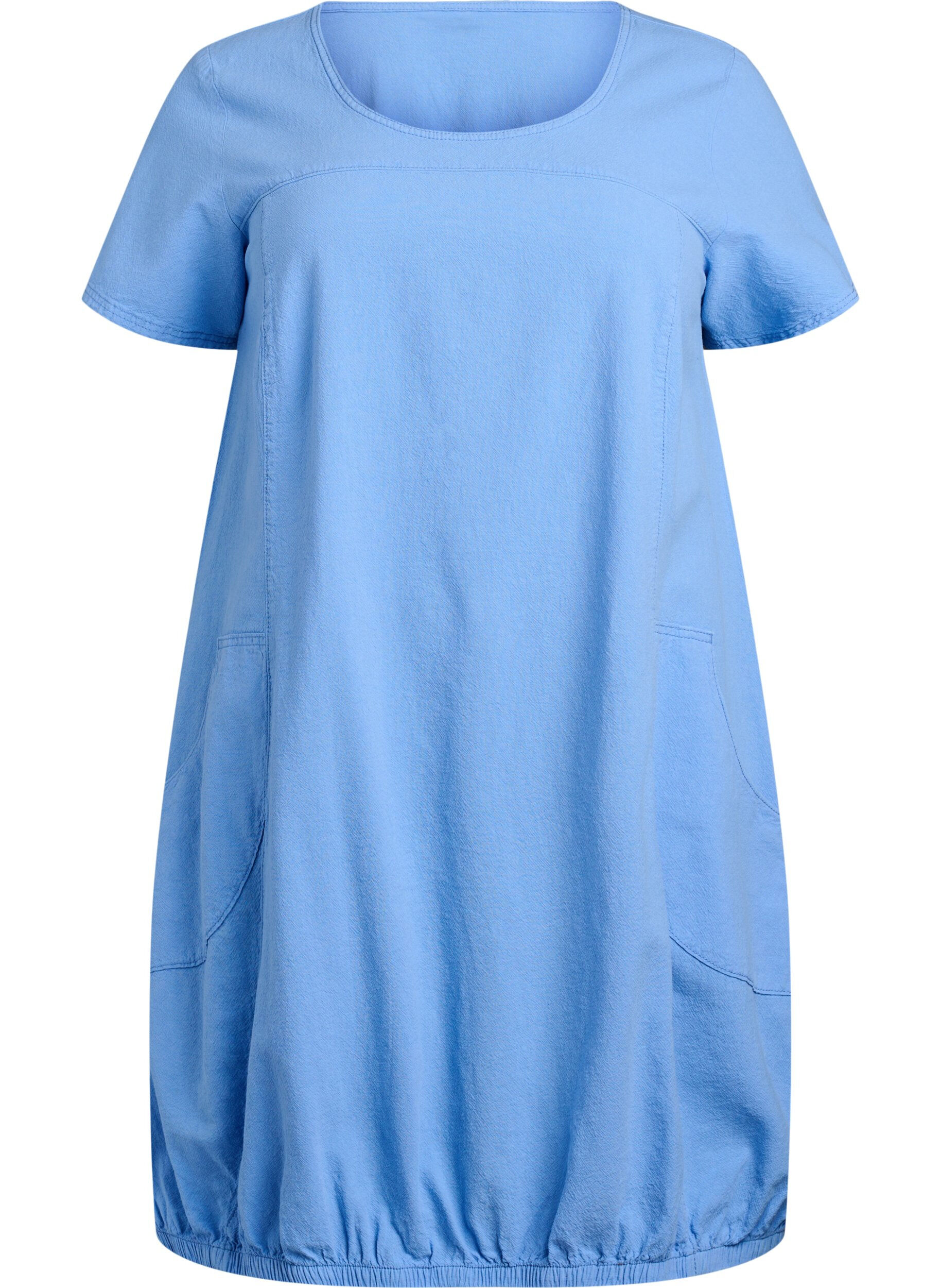 ZizzifashionShort sleeve cotton dress, Light Blue, Packshot image number 0