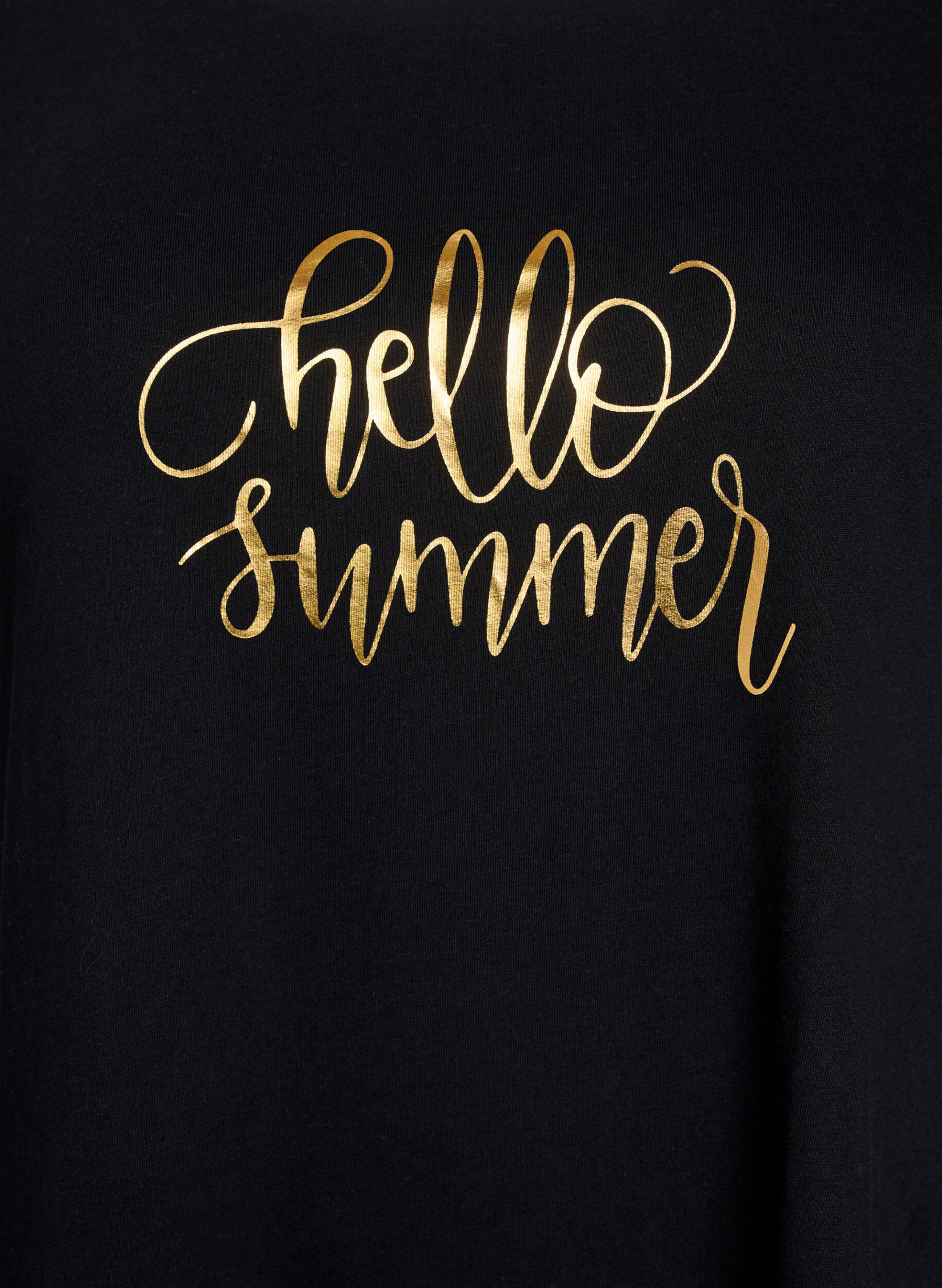 Zizzifashion T-shirt with a round neck and A-line shape, Black, Packshot image number 2