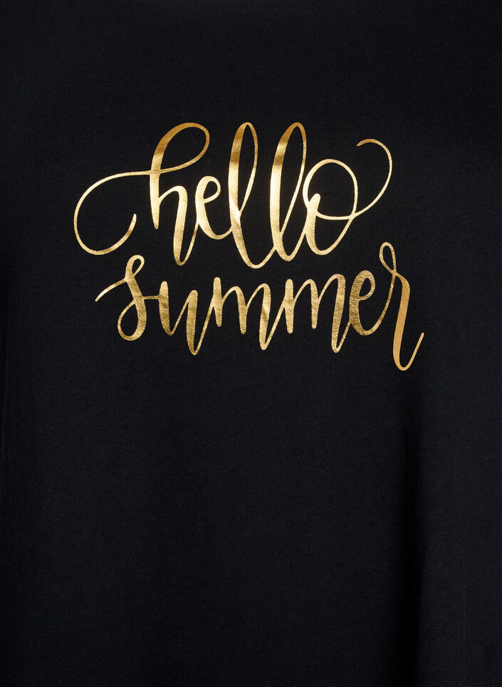 T-shirt with a round neck and A-line shape, Black, Packshot image number 2