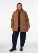 Mid-length puffer jacket with hood, Brown, Model image number 1
