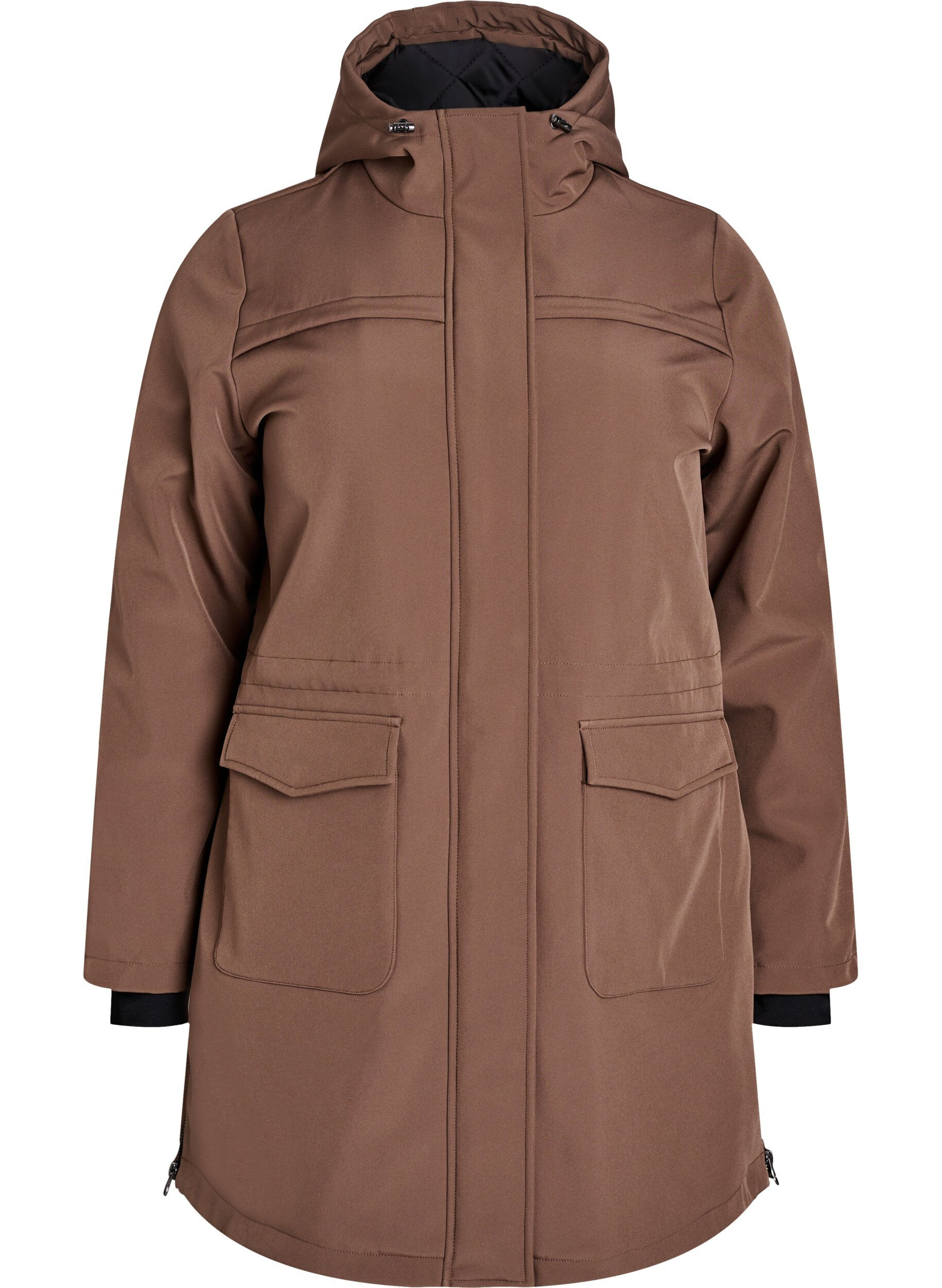 Water-repellent softshell jacket with quilted lining
