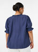 Blouse in a crinkled viscose blend with a V-neck, Blue, Model image number 2