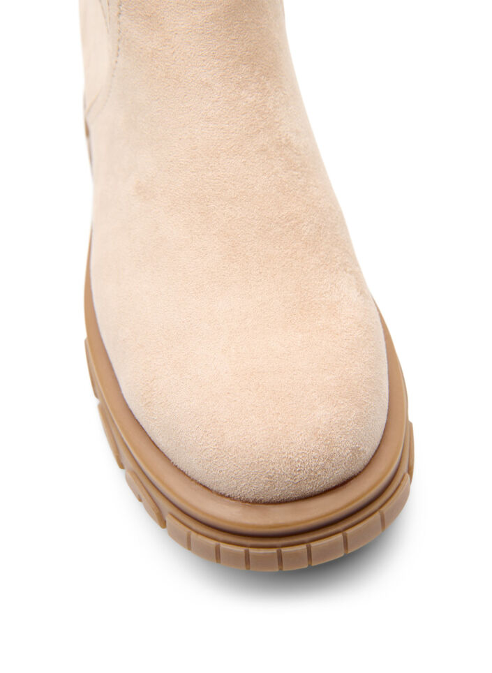 Chunky boot in faux suede, Beige, Packshot