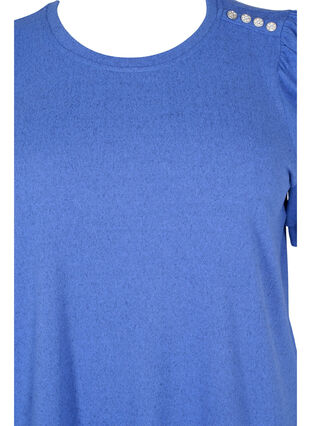 Blouse with short puff sleeves, Dazzling Blue Mel., Packshot image number 2