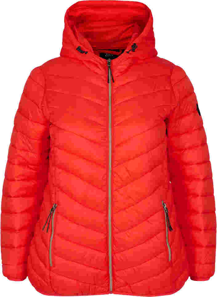Lightweight jacket with hood, Fiery Red, Packshot