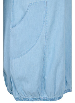 Short-sleeved denim dress with pockets, Light blue denim, Packshot image number 3