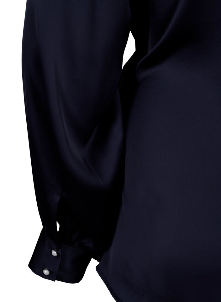 Satin party blouse with wrap, Night Sky, Packshot image number 4