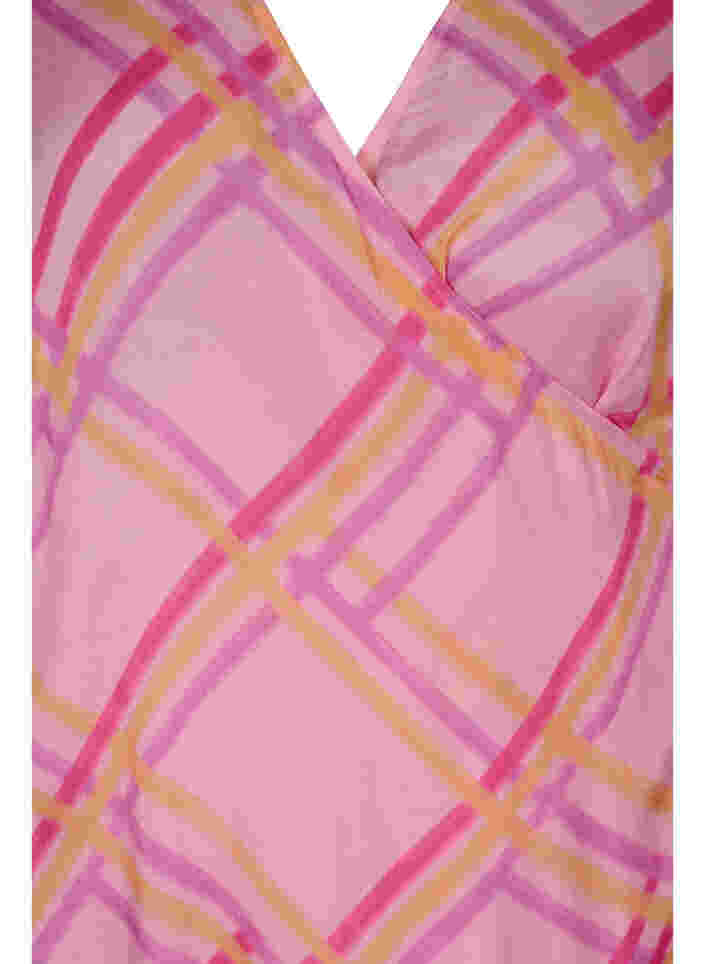Checkered viscose dress with wrap, Pink Check, Packshot image number 2