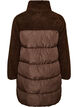 Mid-length puffer jacket with teddy fleece, Brown, Packshot image number 1