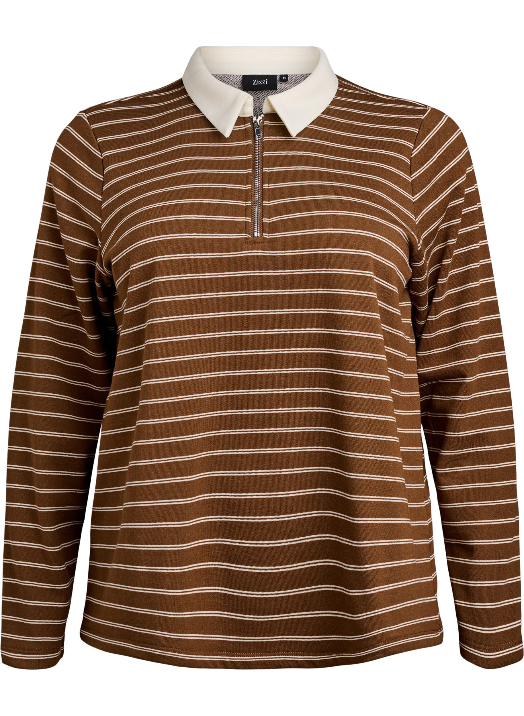 Striped polo shirt with zipper