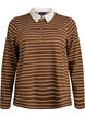 Striped polo shirt with zipper, Brown, Packshot image number 0