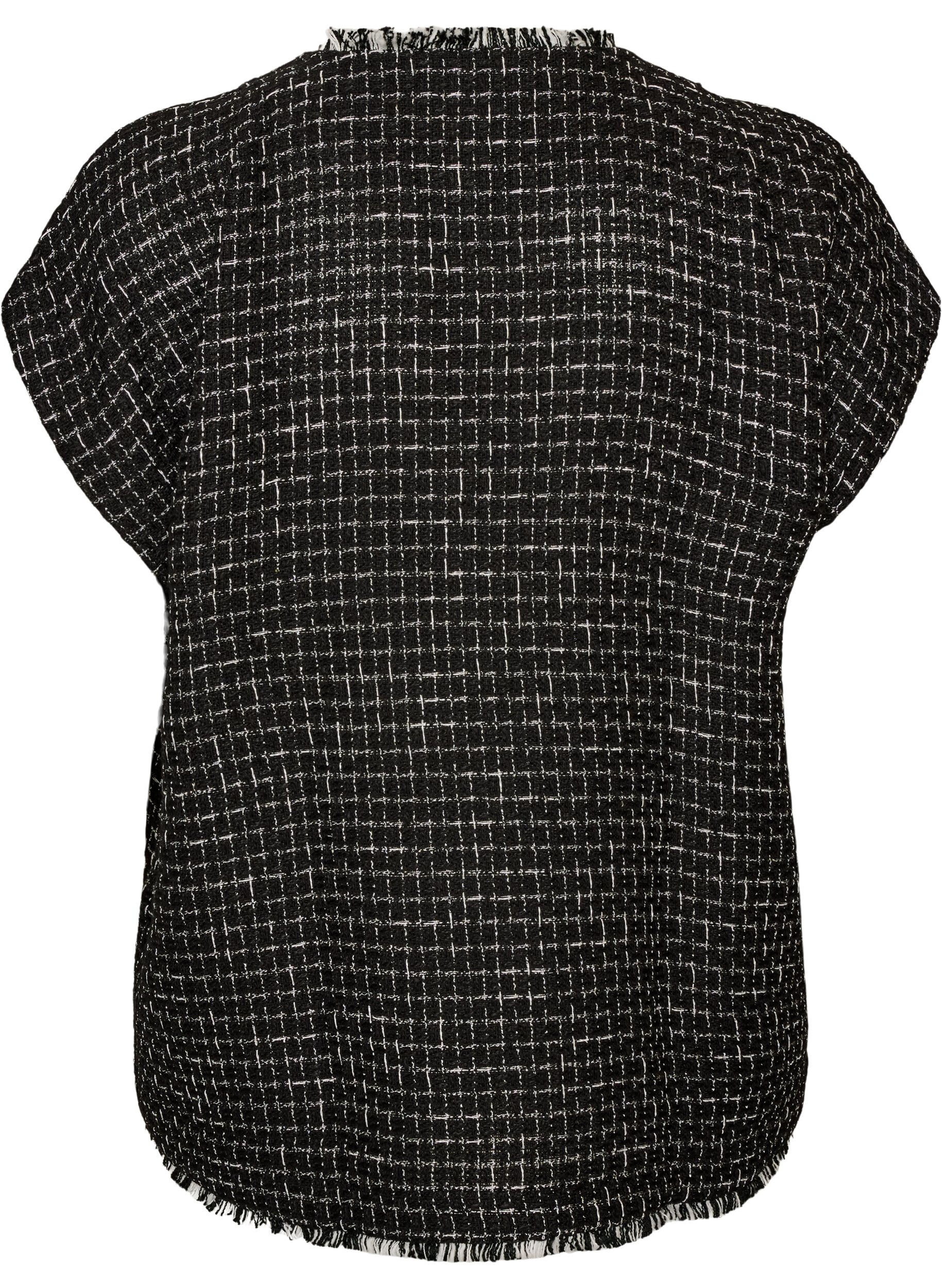 ZizzifashionChecked waistcoat with decorative buttons, Black, Packshot image number 1