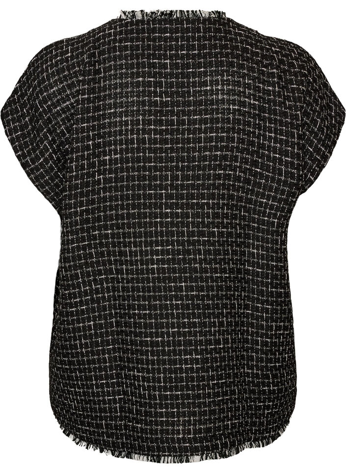 Checked waistcoat with decorative buttons, Black, Packshot image number 1