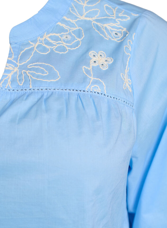 Blouse with embroidery details, Light Blue, Packshot image number 2