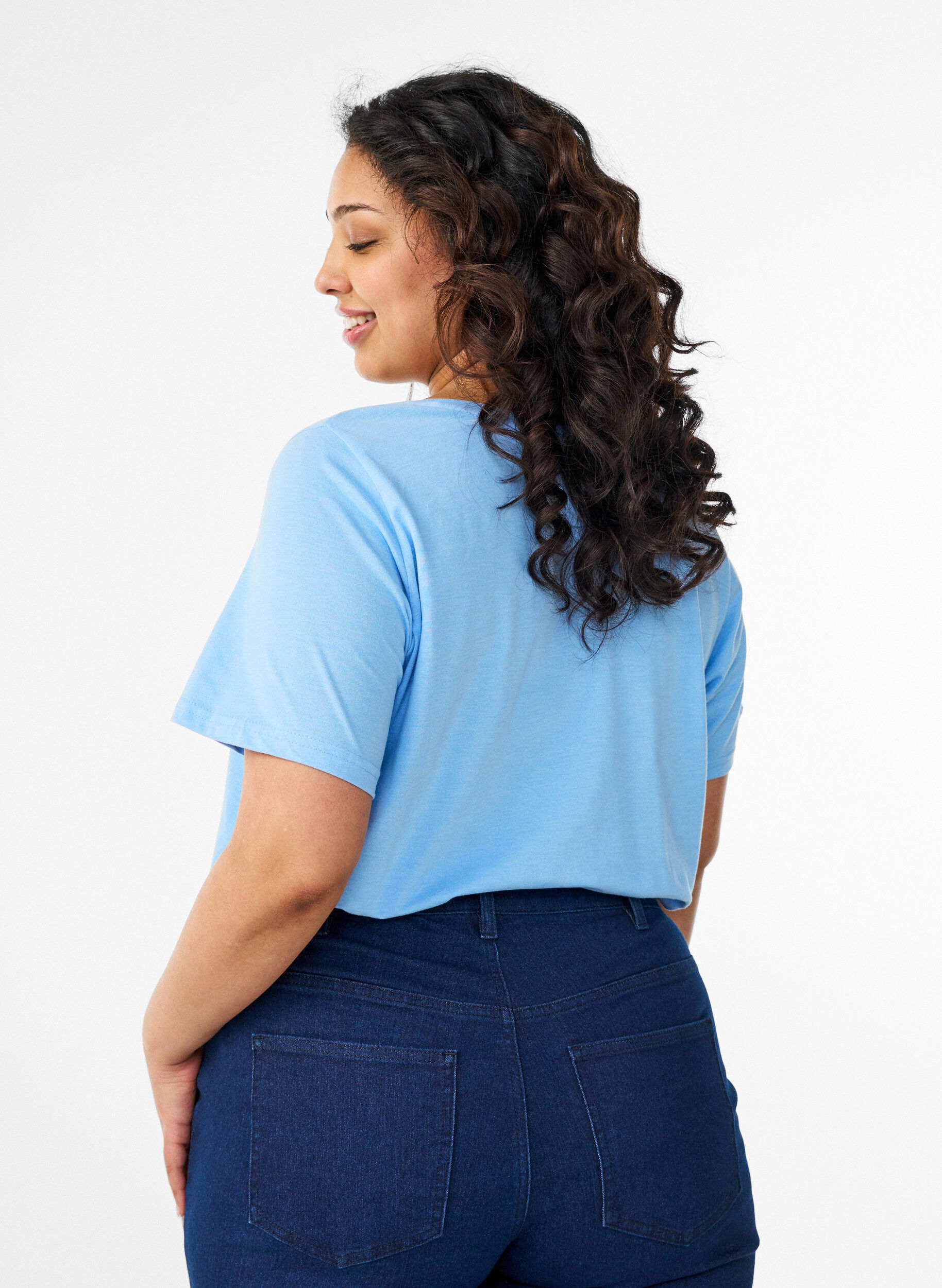 ZizzifashionV-neck T-shirt, Blue, Model image number 2