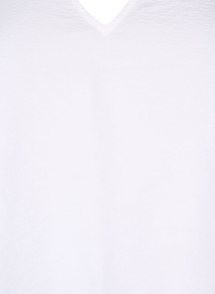 Short sleeve viscose blouse with embroidery, White, Packshot image number 2