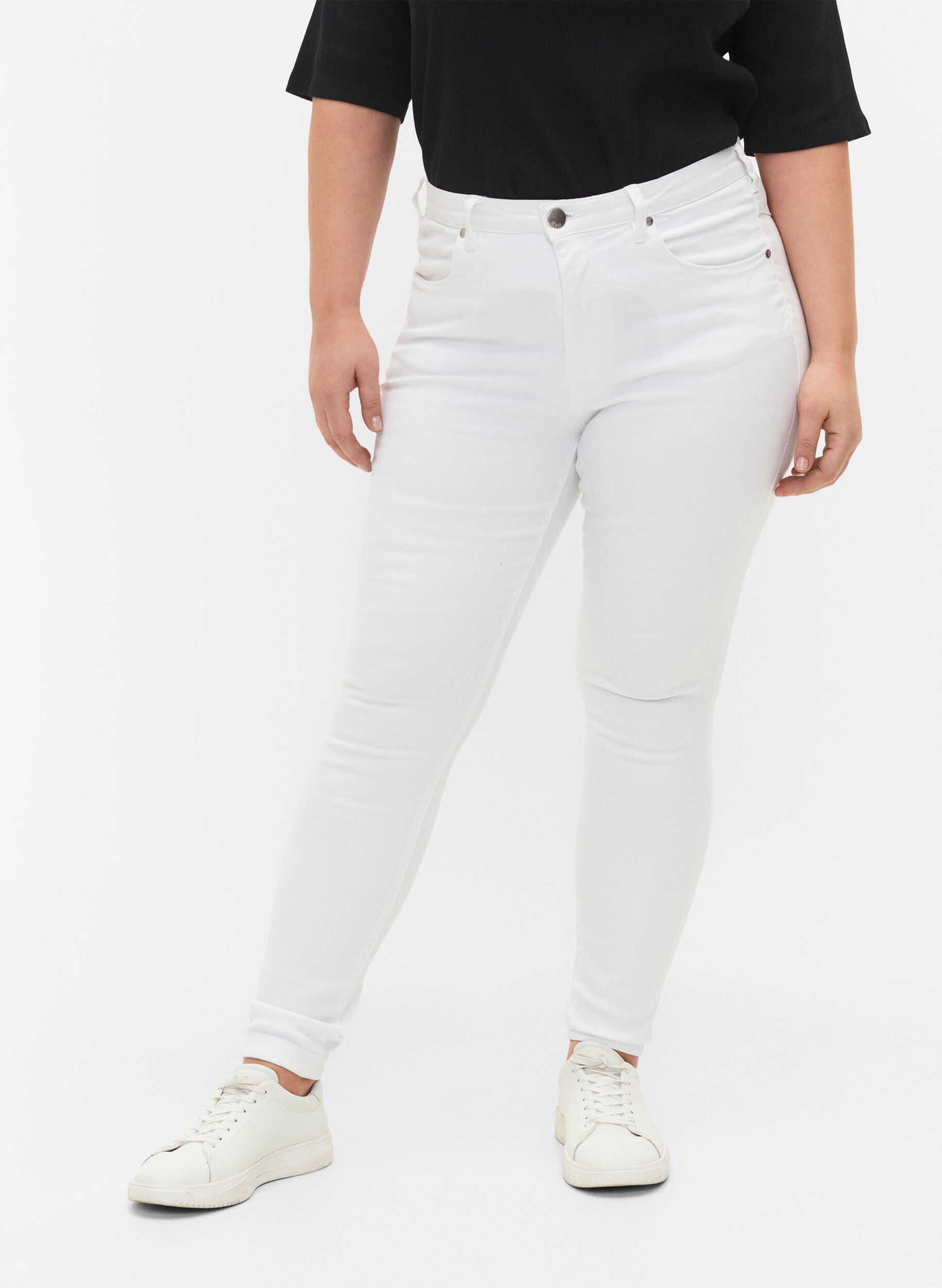 ZizzifashionSuper slim Amy jeans with high waist, White, Model image number 3