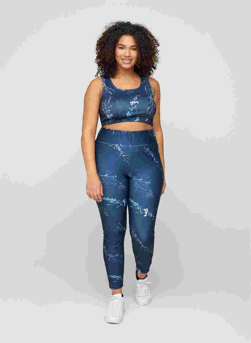 Cropped sports tights with print, Darline Print, Model image number 0