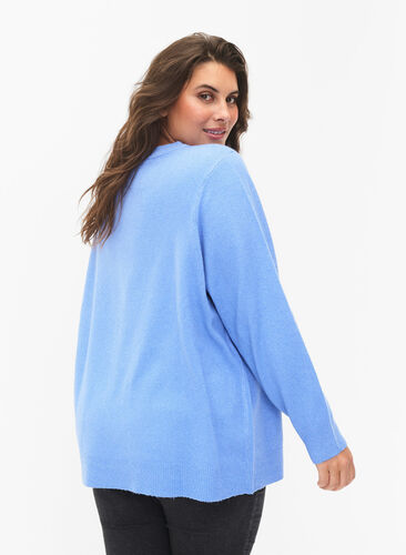 Long-sleeved pullover with round neck	, Blue Bonnet Mel., Model image number 1