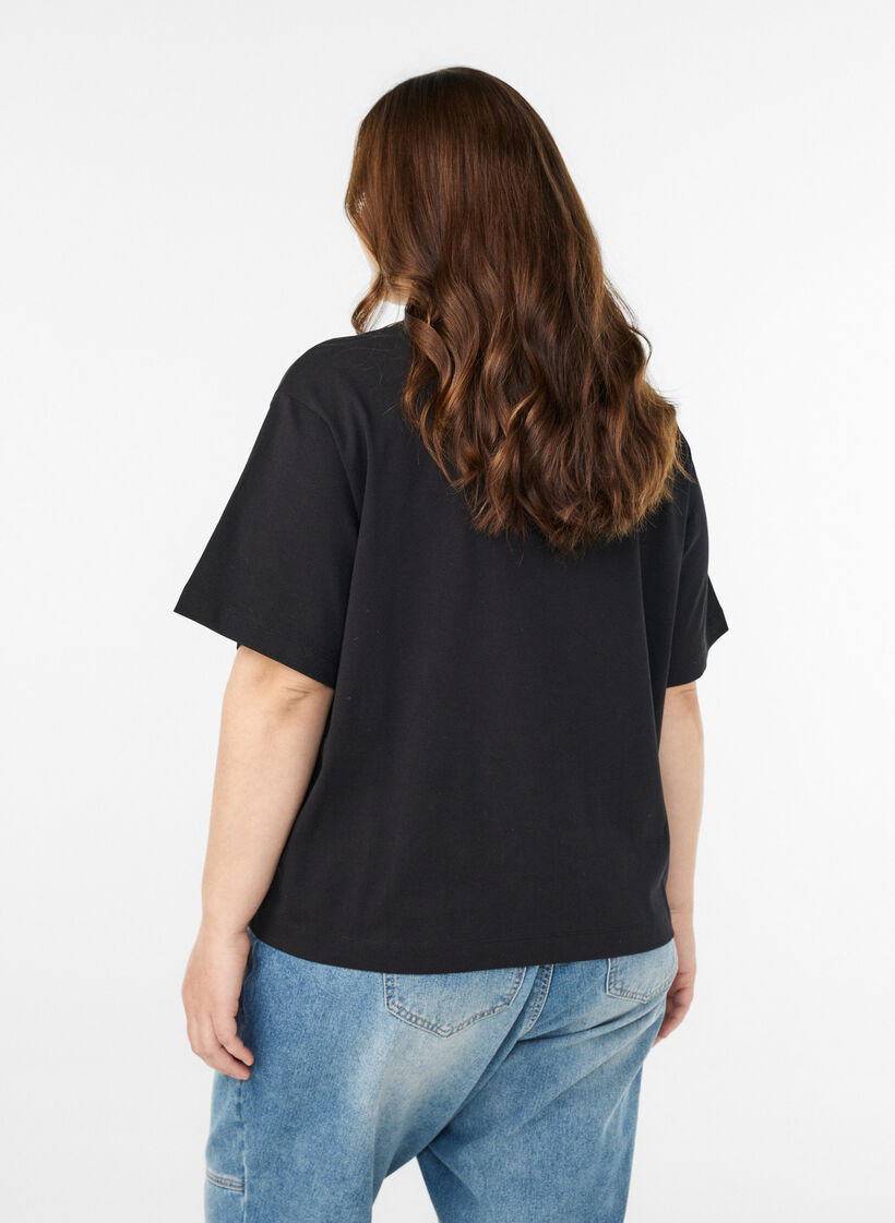 Boxy cotton t-shirt, Black, Model image number 2