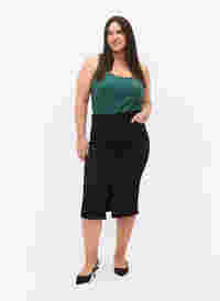 Denim midi skirt with slits, Black, Model