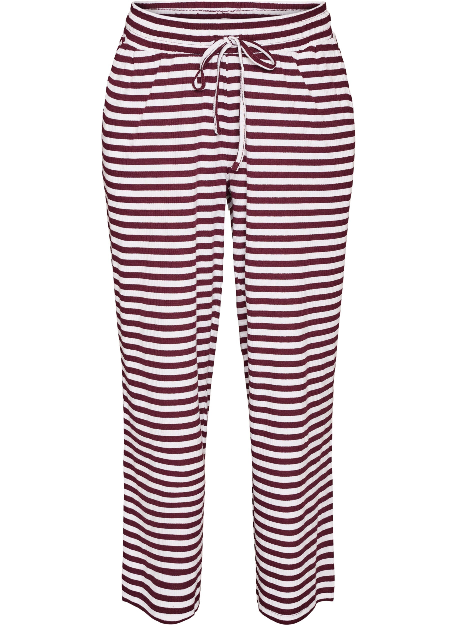 ZizzifashionStriped pyjama bottoms with a high waist and wide legs, Red, Packshot image number 0