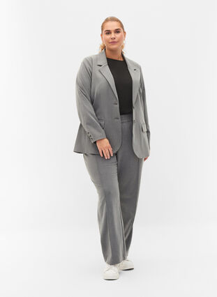 Simple blazer with pockets, Medium Grey Melange, Model image number 3