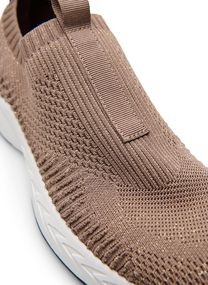 Stretch-knit trainers with glitter thread, Brown, Packshot image number 3