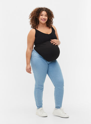 Pregnancy jeggings with back pockets, Light blue, Model image number 0