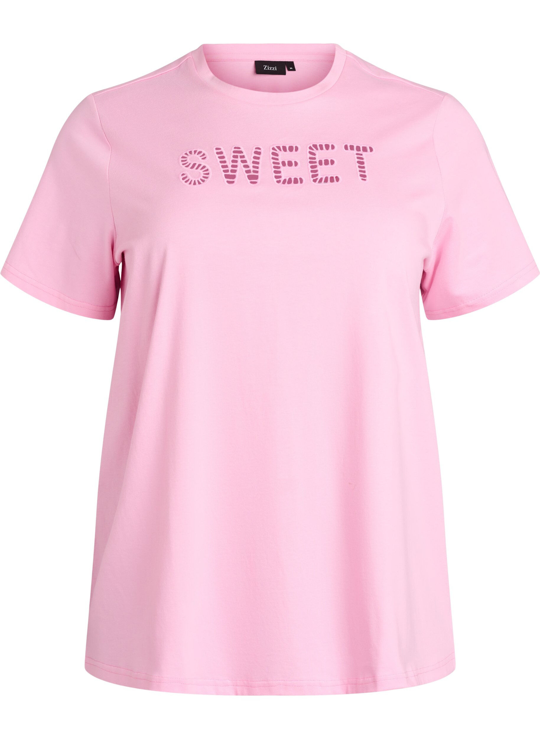 Cotton T-shirt with embroidered text