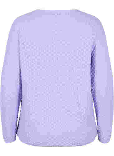 Patterned knitted top with v-neckline, Lavender, Packshot image number 1